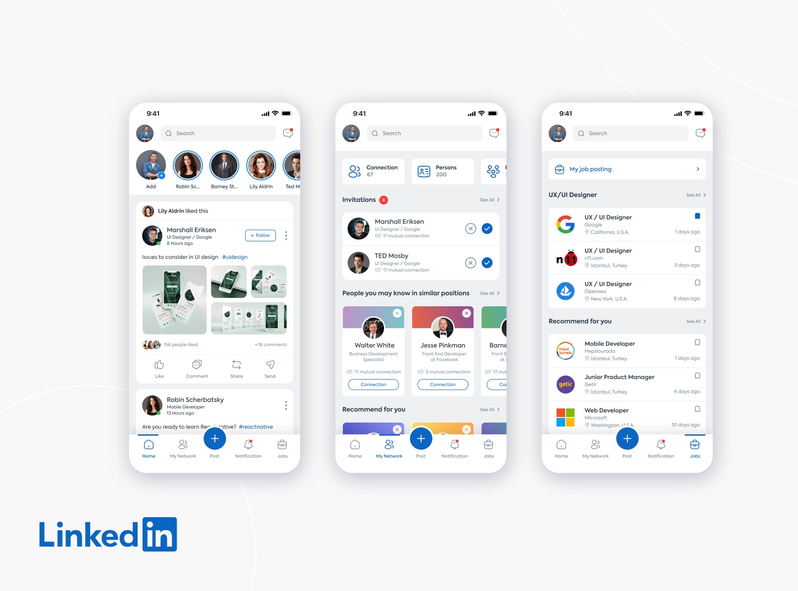 Dribbble - Linkedin App Redesign.jpg by Cem KELEŞ