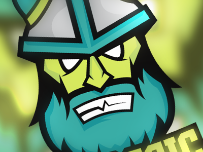 Barbaric eSports Mascot esports logo yellow blue barbaric mascot viking