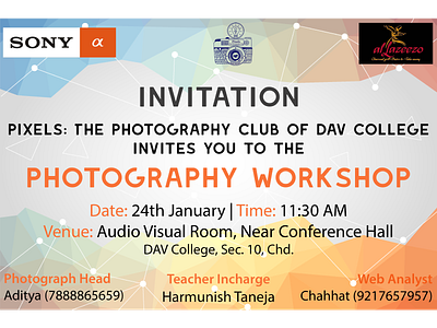Photography workshop invitation branding design invitation poster social media design socialmedia workshop