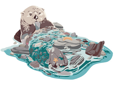 Coastal Creatures: Otter digital art digital illustration digital painting illustration landscape painting nature illustration ocean art otter illustration otters procreate procreate painting water animals