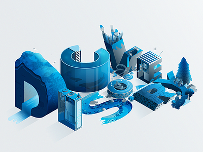 Discovery blue discovery education illustration illustrator isometric lettering