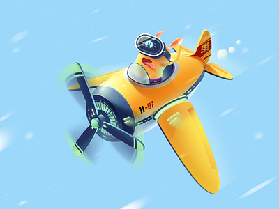 Fly! Rabbit number machine. :） aircraft illustration rabbit ui