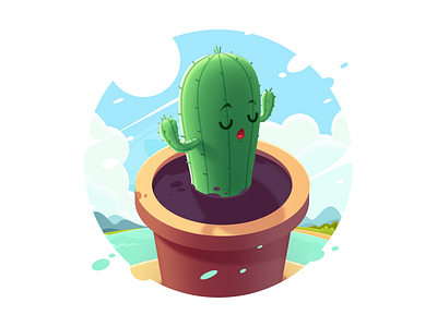 Hello, cactus illustration，ui，cactus