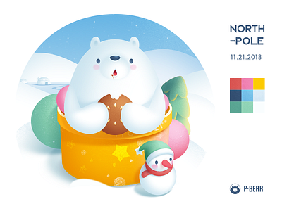Polar Bear design illustration north pole polar bear snowman ui