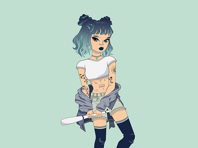 tattooed girl avatar cartoons illustrator vector vector graphics