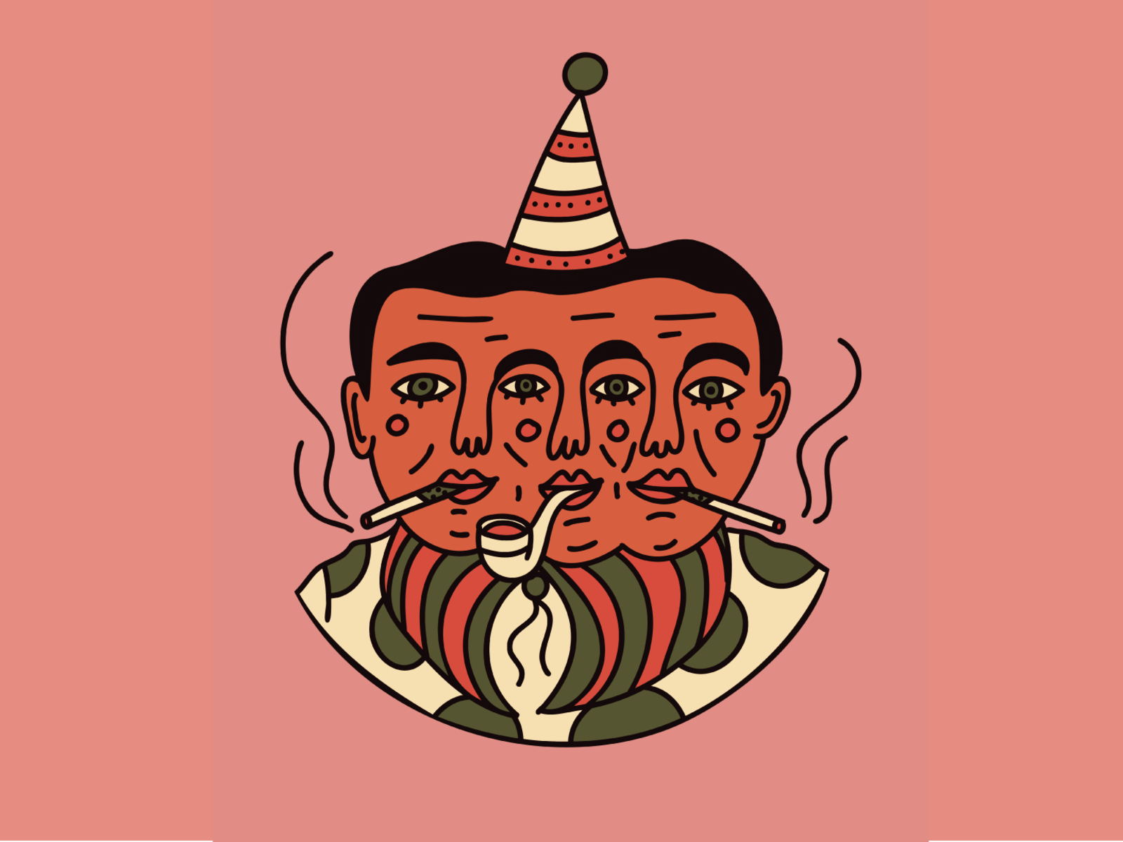 Smokin Joe adobe illustrator circus clown design guys illustration illustrations illustrator pipe smoking tattoo tobacco vector