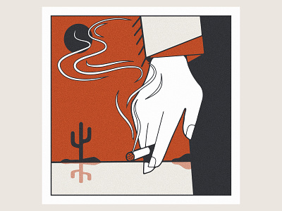 Lone Ranger cactus cowboy desert design illustration print ranch smoking texas western