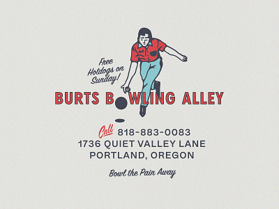 Burts Bowling Alley alley bowling branding design fake biz logo pins vintage