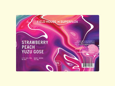 Field House x Superflux Strawberry Peach Yuzu Gose abstract beer beer label brewery collab colorful craft beer craft beer label field house first pour gose label mix pack mixing packaging second pour superflux swirl yuzu