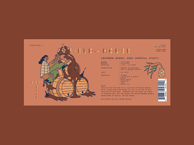 Bourbon Barrel Aged Imperial Stout label 500ml barrel aged beer label brewery character field house illustration imperial stout stout