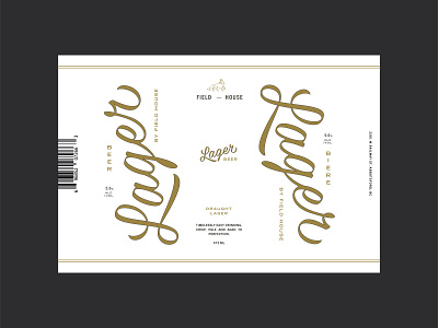 Field House Lager 473ml beer beer label black and white craft beer design label lager layout script tall can typographic label