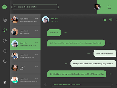 Dark mode WebChat design minimal ui ux