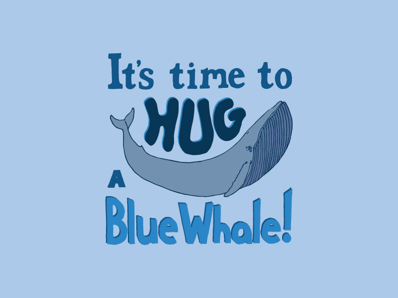 Kid Quote: It's Time to Hug a Blue Whale! quote lettering illustration whale hug kid quotes hand lettering