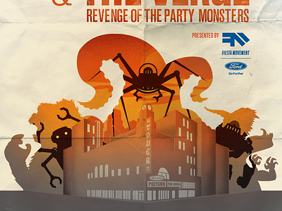 E3 Poster Combo Concept e3 event ford fiesta illustration los angeles monsters movie poster party polygon robots the verge tower theater vox media