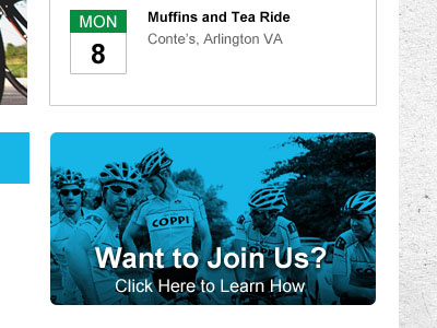 Squadra Coppi call to action design road bike schedule squadra coppi ui user interface web design widget