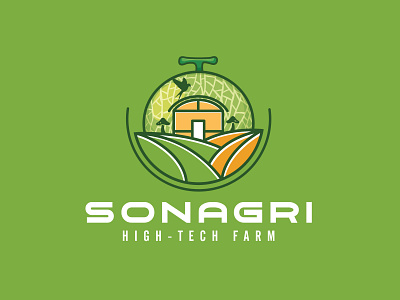 Sonagri High-tech Farm logo by Brandall Agency adobe illustrator brandall branding design farm fruit logo illustration landscape logo logo design rice