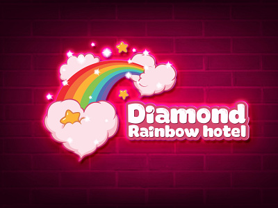 Diamond Rainbow Hotel logo by Brandall Agency brandall branding design diamond flat hotel illustration logo logo design pink rainbow vector