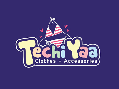 TechiYaa Clothing - Accessories logo by Brandall Agency bikini brandall cartoon chibi clothing color design illustration logo logo design typogaphy