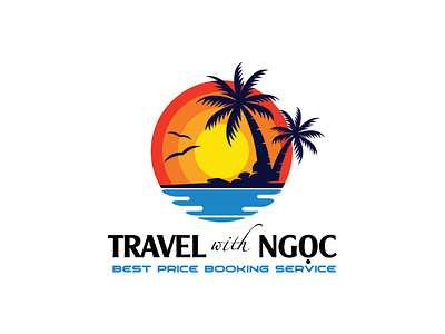 Travel with Ngoc logo by Brandall Agency booking brandall coconut coconut tree island logo logo design sea service sunset tourism travel travel agency traveling travelling