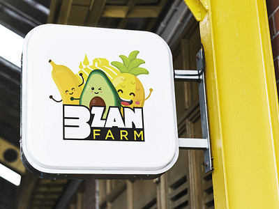 3zan Farm logo by Brandall Agency avocado banana bazan brandall branding chibi farm farmer farming food fruit fruits illustration logo logo design pineapple signboard