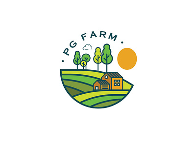 PG Farm logo by Brandall Agency branding circle farm farming landing landscape landscapes logo rice sun tree