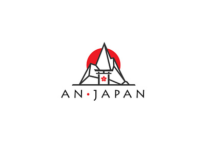 An Japan logo by Brandall Agency branding gate illustration japan japan gate landing landscape line logo logo design minimalism mountain outline red red sun sakura sun torii vietnam