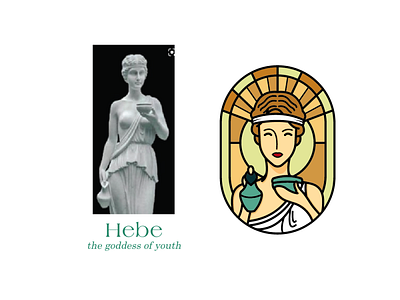 Hebe the Goddess of Youth logo by Brandall Agency ancient ancient greek branding cakes food and drink foodies girl god goddess greek greek god hebe illustration logo logo design portrait religion woman youth