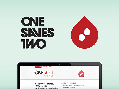 One Saves Two avant garde gothic blood drops logo vaccine