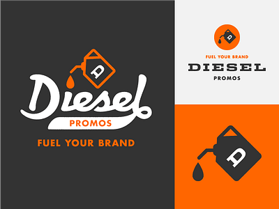 Diesel Promos branding fuel icon logo script