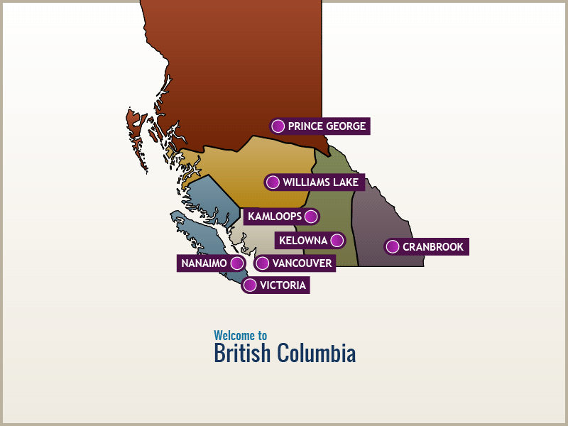 Travel British Columbia Community Map british columbia canada map travel