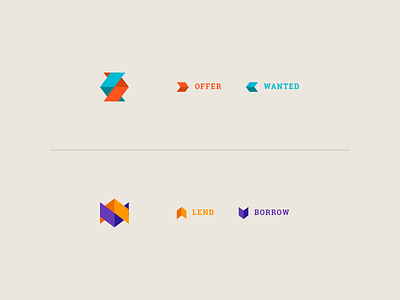 Offer, Wanted, Lend, Borrow exchange icons ui