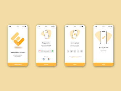 Flutvote - Register with OTP number verivication,..... app design flat illustrator material minimal mobile app mobile design ui ui ux ux vector