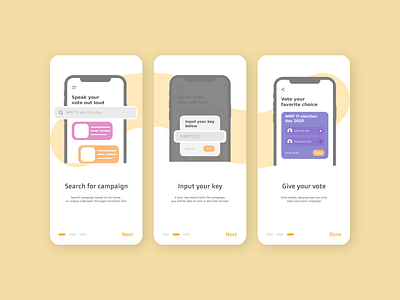 Flutvote - Welcome screen, a glimpse of how to use the app,....