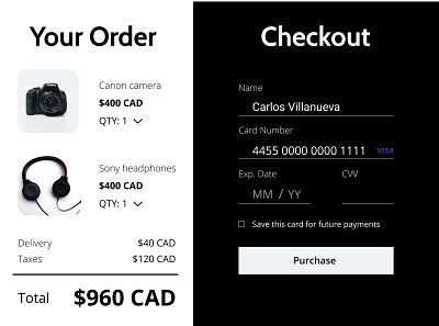 DailyUI002 black white blackandwhite checkout checkout page daily ui dailyuichallenge purchase ui web design