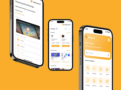 EduLearn Mockup Overview app application classes course course app courses e learning education education app learning learning app learning platform mobile app mobile ui online course online learning training ui user interface ux