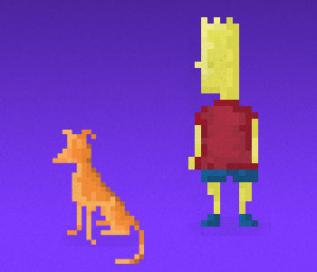 Bart And Santas Little Helper pixel art pixels simpsons