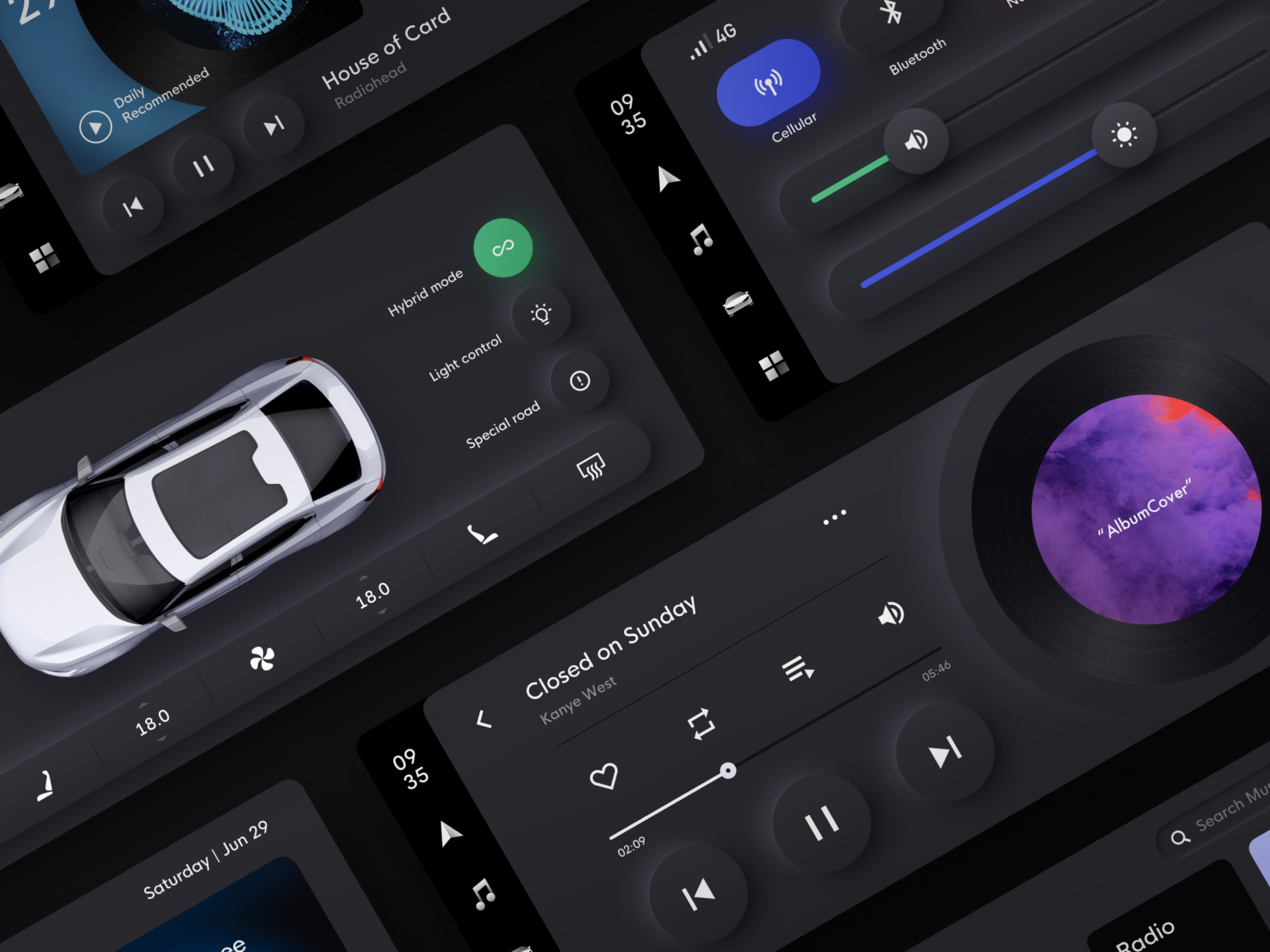 Car UI Concept / Dark mode by Ran Mingwei on Dribbble