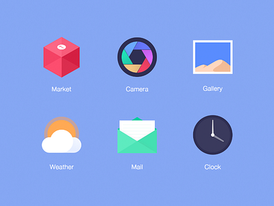 Smartisan OS icons Redesign app blue flat icon minimal phone redesign samrtisan theme