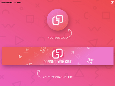 GLUER GLUER - YOUTUBE CHANNEL adobe art banner branding cc2015 channelart design doodles flat gradient graphicart graphicdesign logodesign memphis minimal photoshop pink print skin youtube