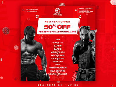 Oshokai Fitness | New year sale ad adobe art banner branding cc2015 design flat gradient graphicdesign minimal photoshop