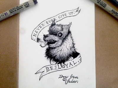 Underdog: The Dog from Under dog ink pen typography