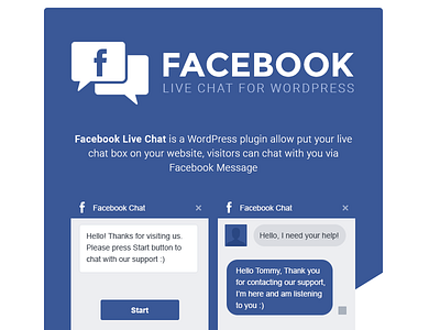 [Hello Dribbble] Facebook Live Chat For WordPress chat facebook live chat live support plugin support test wordpress