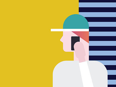 On the line cool flat guy hat human illustration man phone rebound web