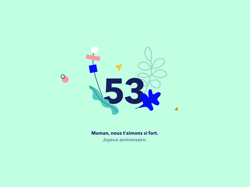Birthday Card circle numbers data cubic illustration tree plant flat card birthday thanks rebound