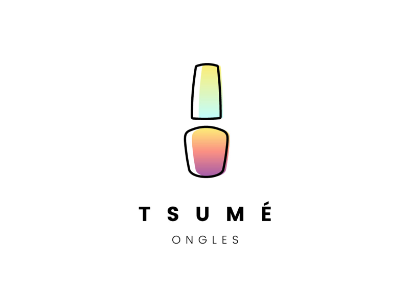 Tsumé logotype typography type flat outline branding icon illustration gradient nail bar logotype logo