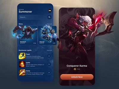 League Of Legends: Skins & Spells App Concept