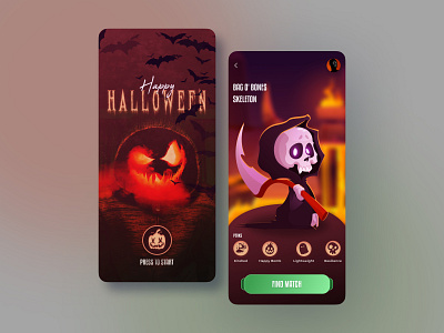 Game Event App 👻 android community event event app festival game app game ui halloween mobile party party app skeleton social uiux