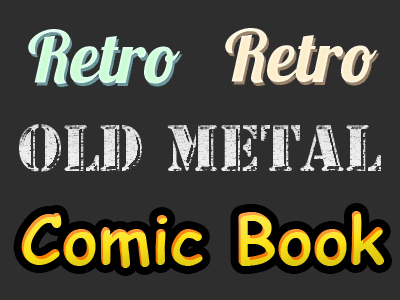 Text Styles Pack book comic comic book designer on duty bundle metal package retro seventies styles text