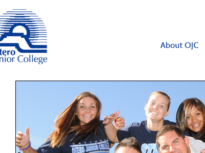Otero Junior College blue college design horrible logo website