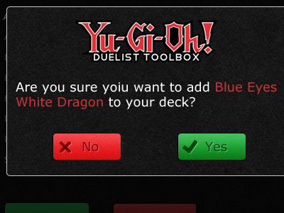 Are You Sure? android application buttons search yugioh